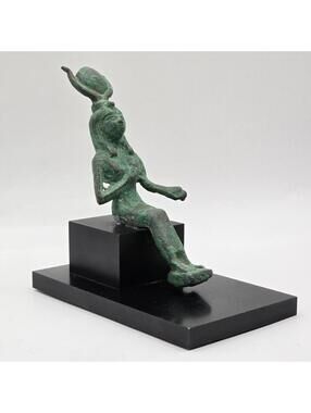 Vintage Egyptian Goddess Isis Sculpture on Plinth